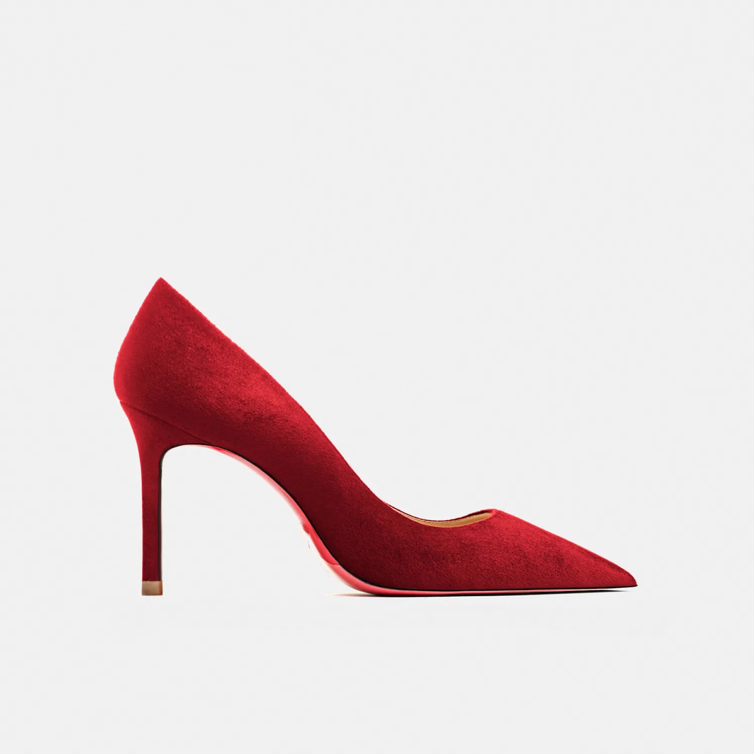 2022 Autumn New Women's High Heels Shoes Sexy Pointed Suede Red Shiny Bottom Pumps Fashionable Temperament Shallow Wedding Shoes