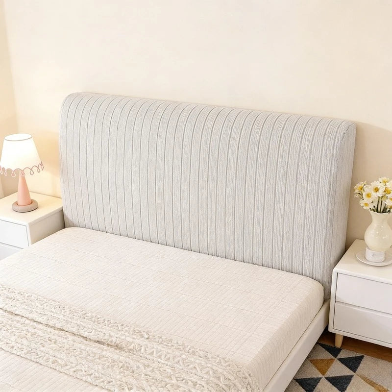 High Elasticity Headboard Cover Solid Color Double Bed Backrest Cover Autumn Winter Warm and Dustproof Cover Machine Washable