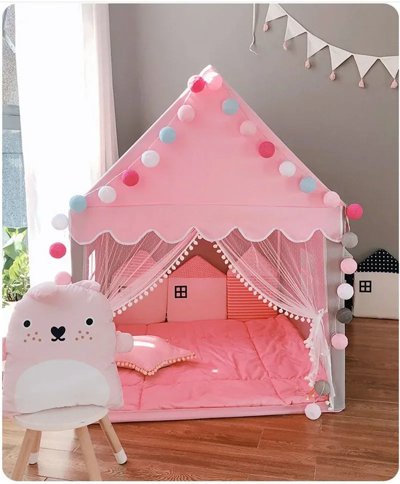 Portable Children's Tent Folding Kids Tents Tipi Baby Play House Large Girls Pink Princess Castle Child Room Decor Play Tent Toy