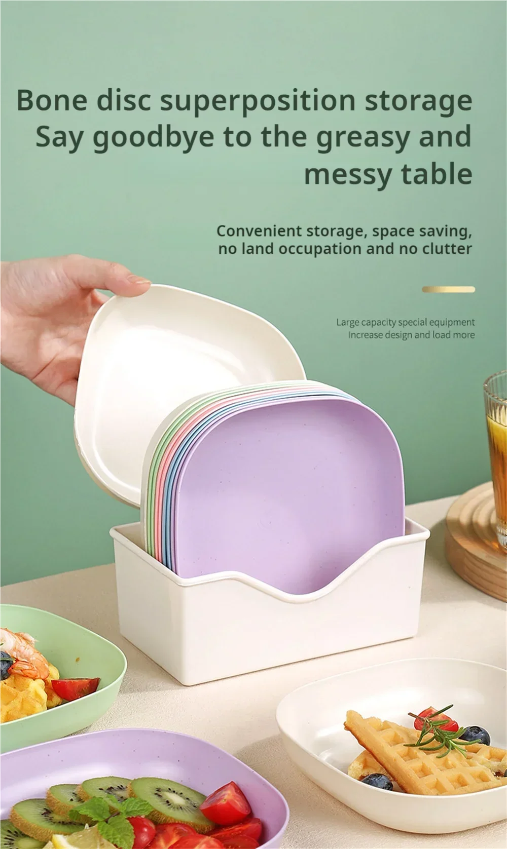 10pcs Multi-function Spit Bone Dish Food Grade Plastic  Round Square Set Dining Table Garbage Plate  Household Snack Fruit Plate