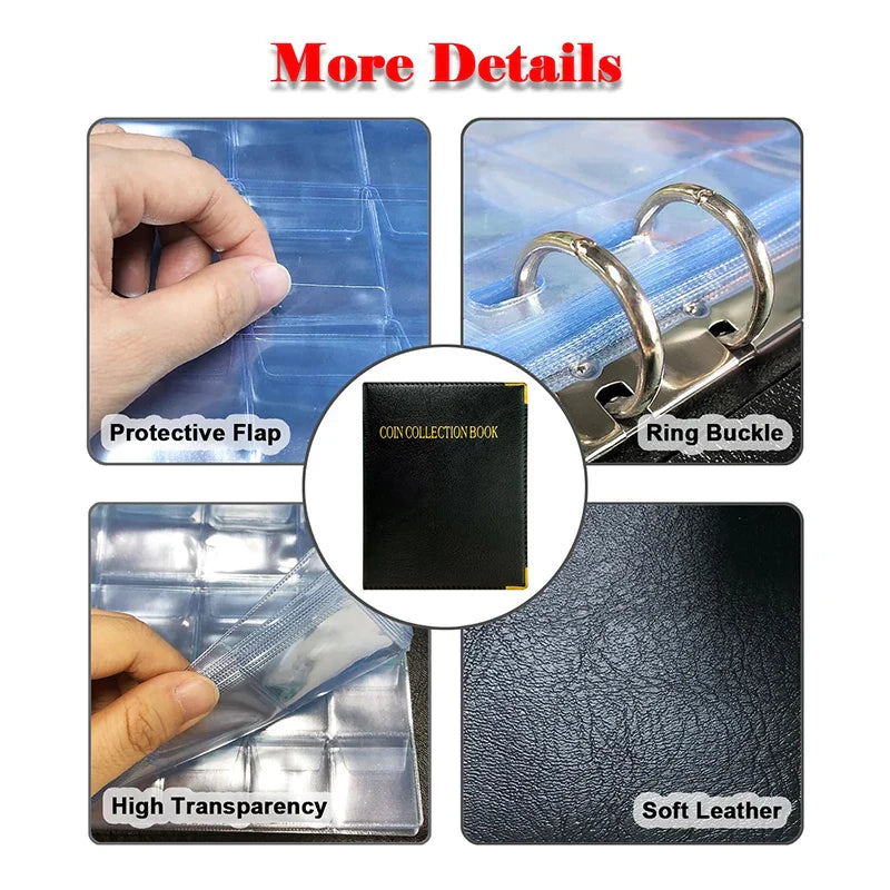 120/360 Pockets Coin Collection Book 10/20 Pages Coin Collection Holder Album Commemorative Coin Organizer Storage