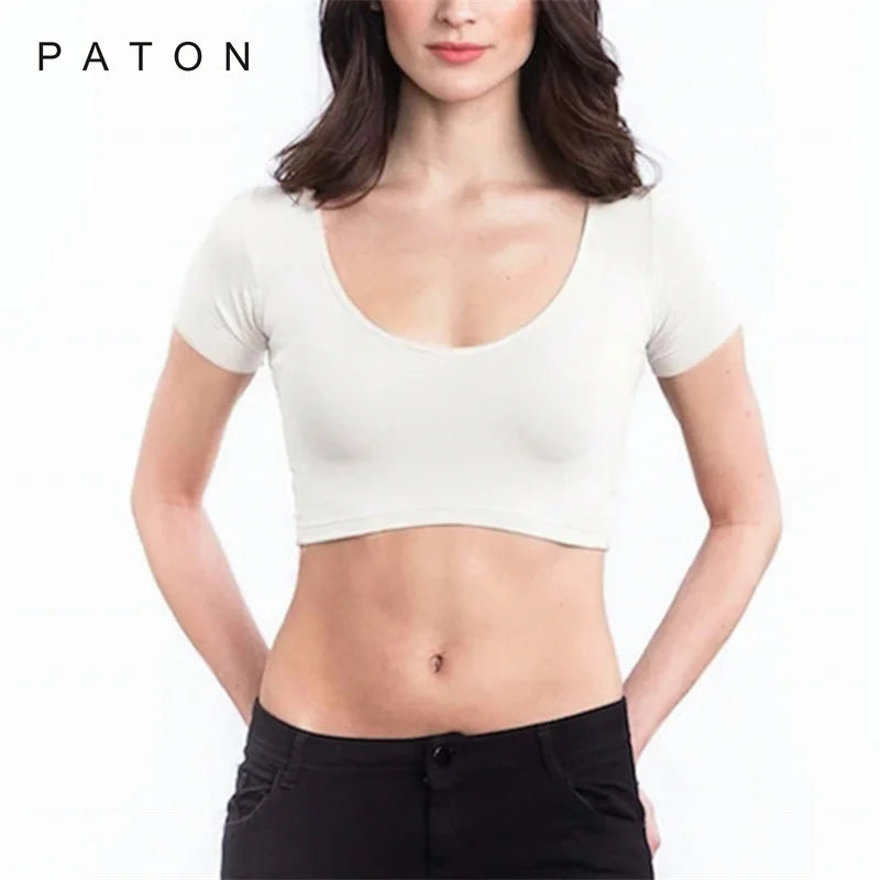 Sweat Proof Padding Anti Perspiration T Shirts Sports Gym Round Neck White Anti-Sweat Sweatproof Undershirts Crop Top