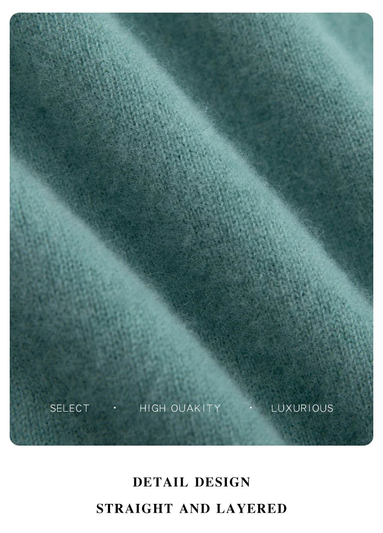 Autumn And Winter 100% Pure Wool Men's Thick Round Neck Slim-Fit  O-neck Pullover Long-Sleeved Knitted Cashmere Sweater