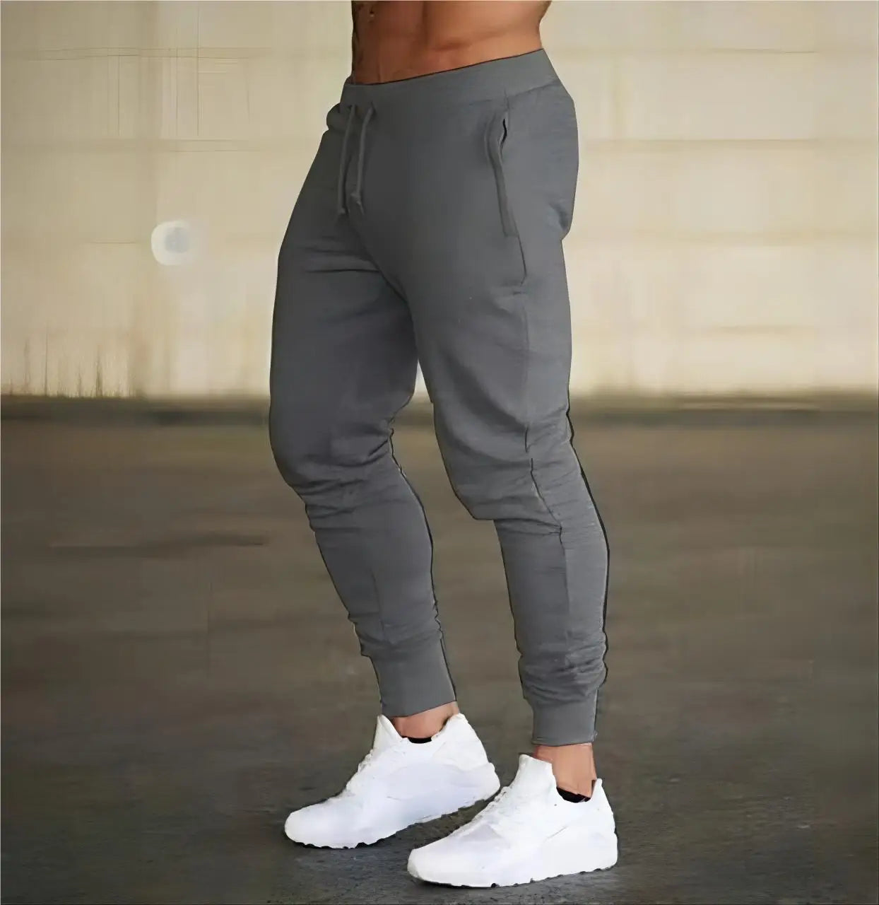 Men Sweatshirts Jogging Pants Men Casual Pants Men Stylish Color Block Zip Pockets Drawstring Sports Skinny Pants Trousers Pants