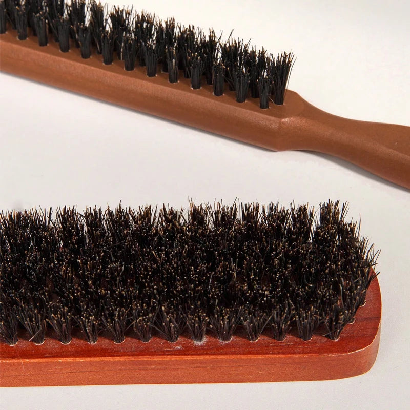 2pcs Premium Bristle Hairbrush with Wooden Handle-Reduces Frizz and Static- Scalp Massage Bristle Brush Set for All Hair Types