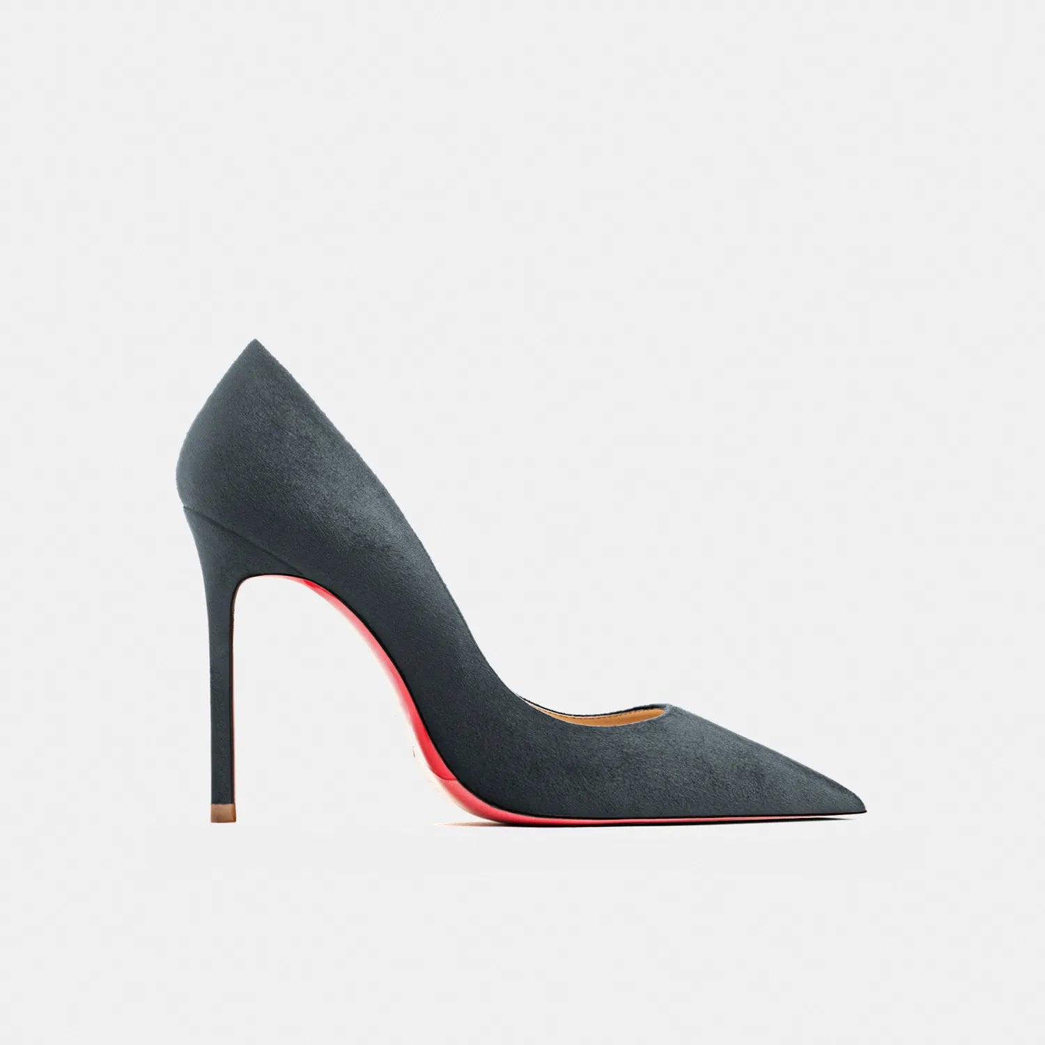 2022 Autumn New Women's High Heels Shoes Sexy Pointed Suede Red Shiny Bottom Pumps Fashionable Temperament Shallow Wedding Shoes