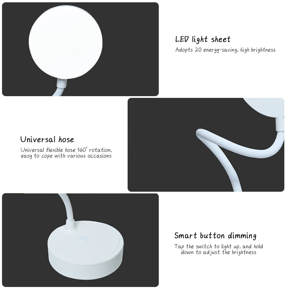LED Portable Dimmable Table Lamp USB Plug Powered Desk Lamp Bedroom Reading Night Light Eye Protection LED Bedside Lamp
