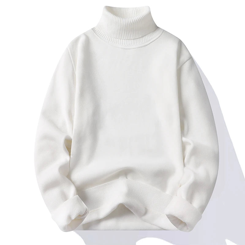 Sweatwear Mens Anti-pilling High Quality Knitted Turtleneck Sweater Slim Fit Long Sleeve Pullover Solid Color Trend Men Clothing