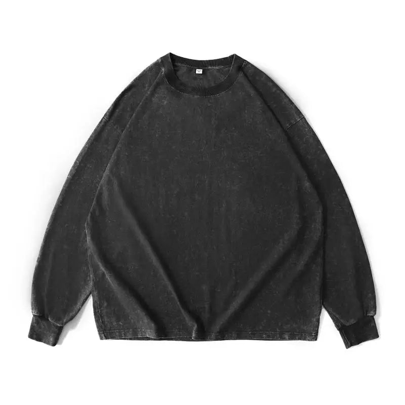 Washed Sweatshirt for Men Women Cotton Loose O-Neck Oversized Clothing Korean Y2k Tops Casual Vintage Long Sleeve Hoody