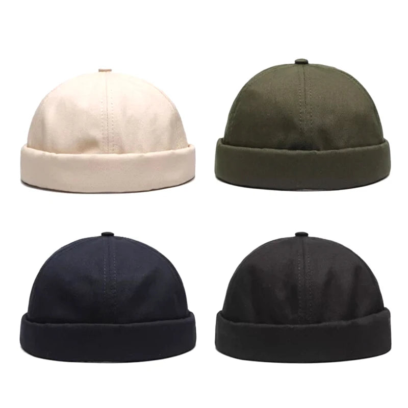 Vintage Brimless Cotton Baseball Snapback Caps Hip Hop Skull Hats Adjustable