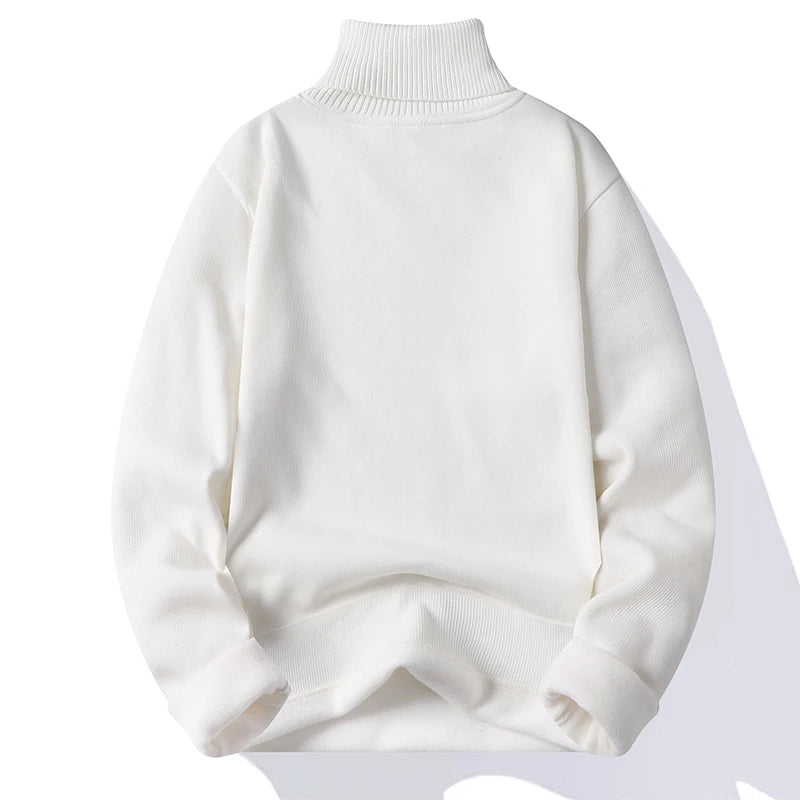 Sweatwear Mens Anti-pilling High Quality Knitted Turtleneck Sweater Slim Fit Long Sleeve Pullover Solid Color Trend Men Clothing