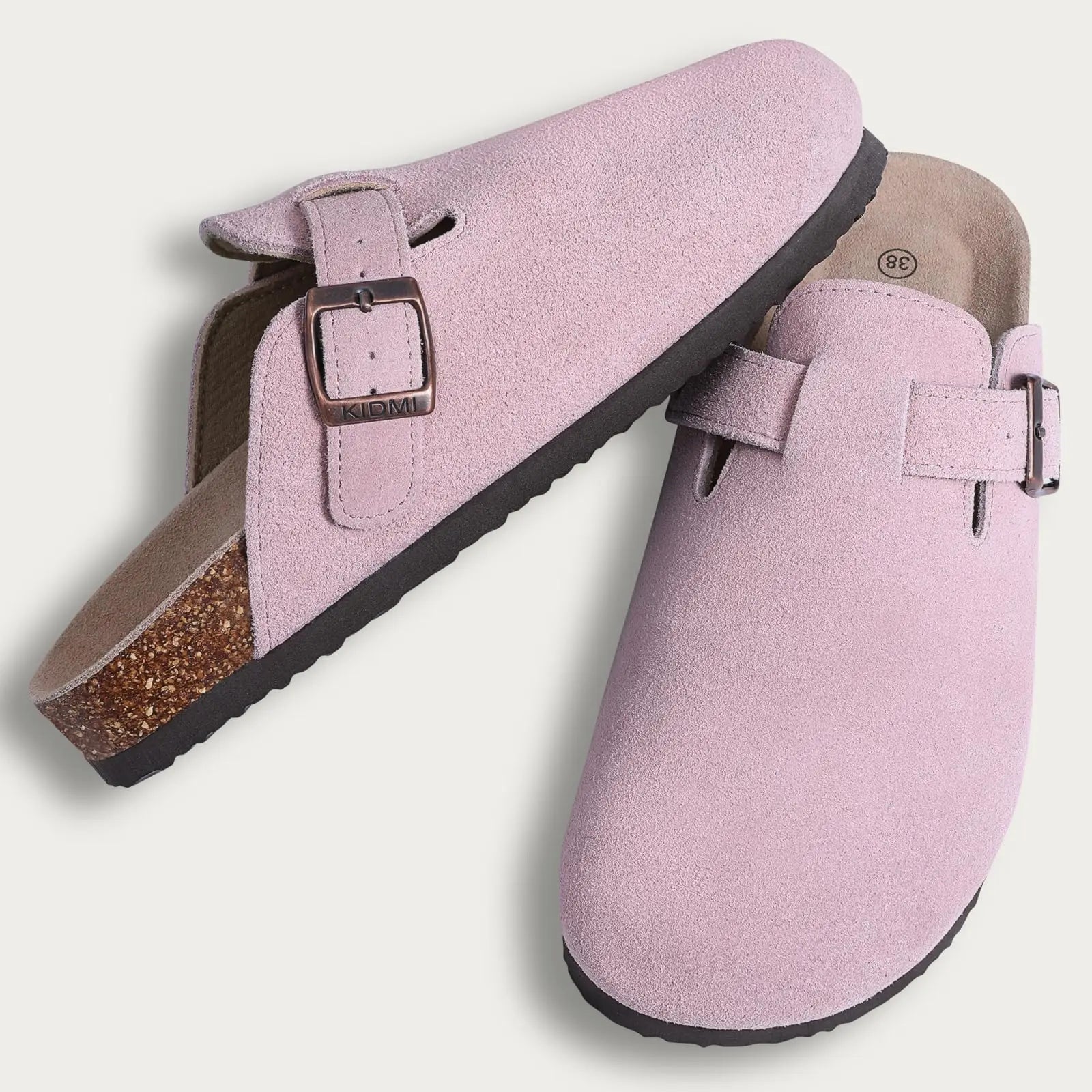 KIDMI Suede Clogs for Women Men Mules Cork Footbed Sandals With Arch Support Fashion Nonslip Outdoor Beach Slippers Home Shoes