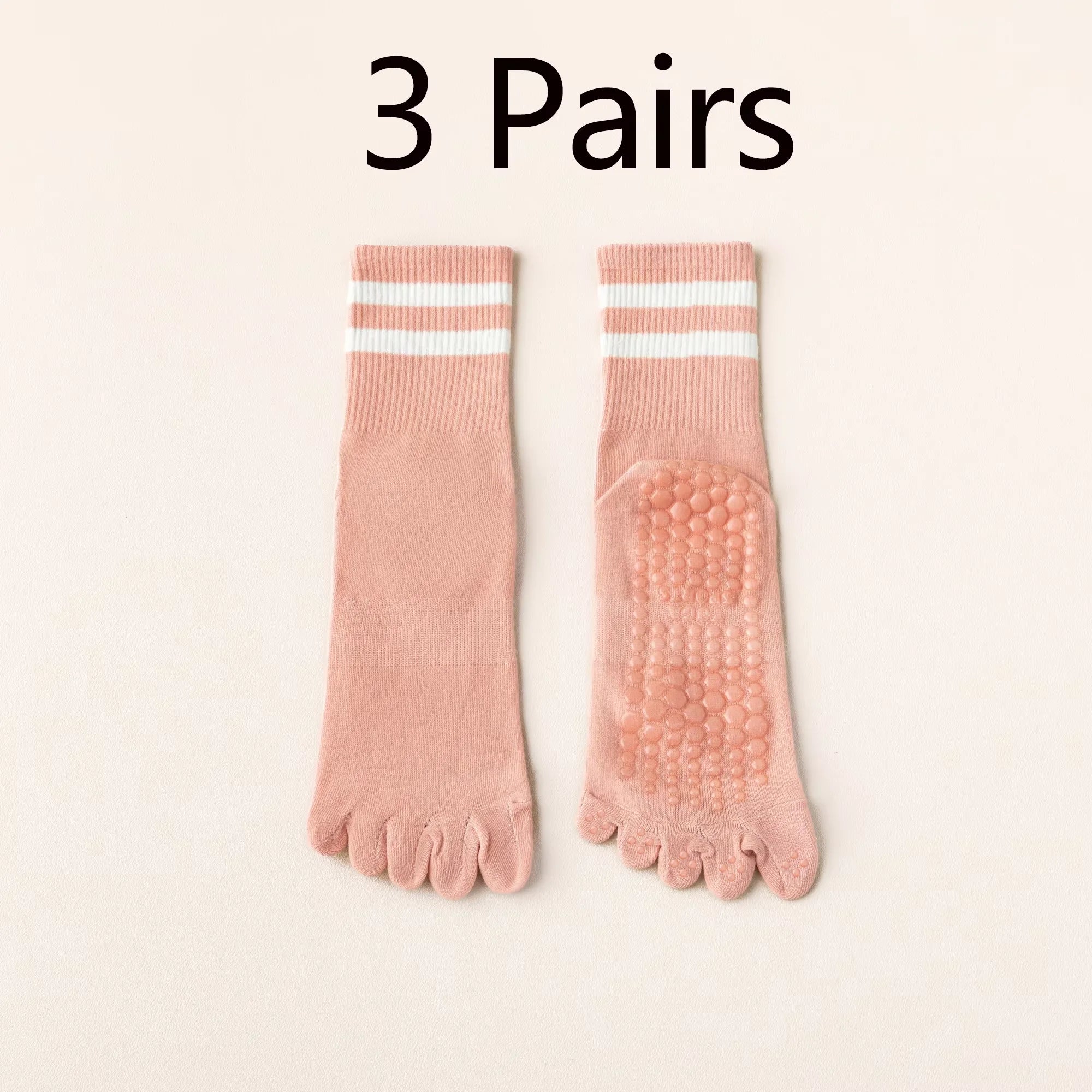 Yoga Socks for Women with Grips, Non-Slip Five Toe Socks for Pilates, Barre, Ballet, Fitness