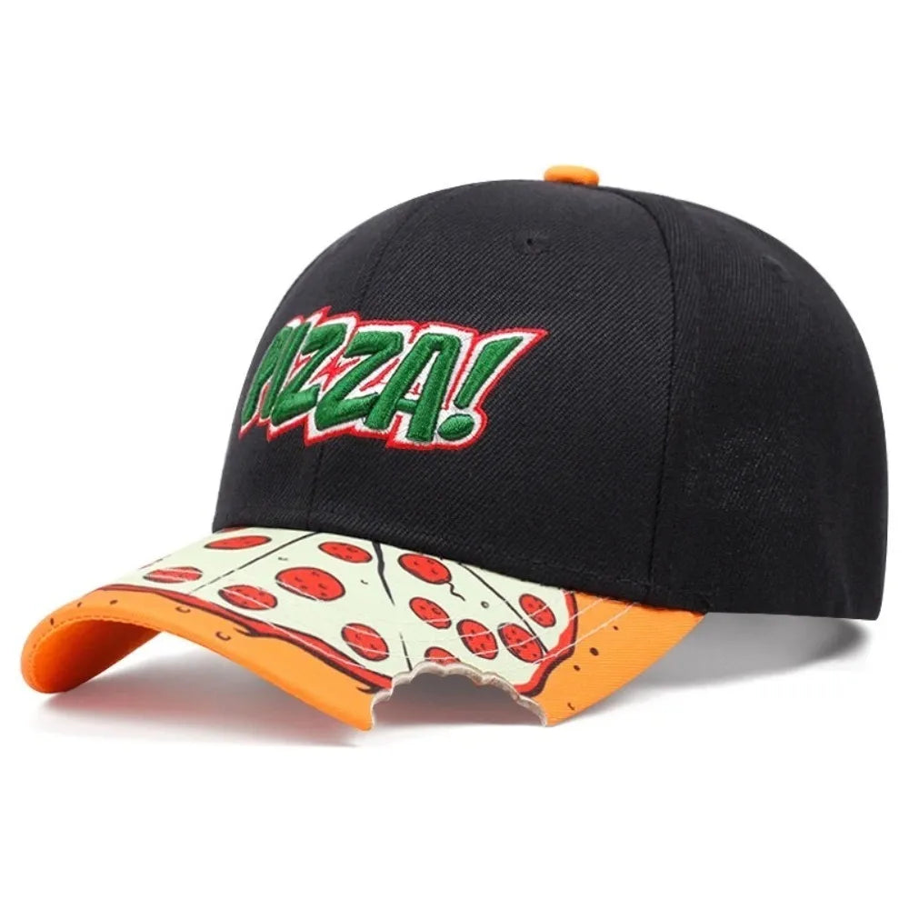 Fashion Casual Hip Hop Hats PIZZA Embroidery Breathable Baseball Cap Adjustable Snapback Hats Unisex