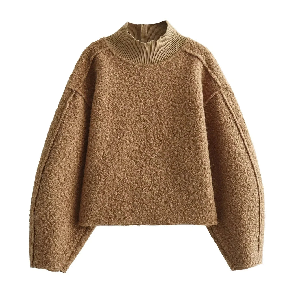HH Sweatshirts For Women Autumn Casual Loose Turtleneck Long Sleeve Pullover Sweater Female Fashion Chic Top Pullovers