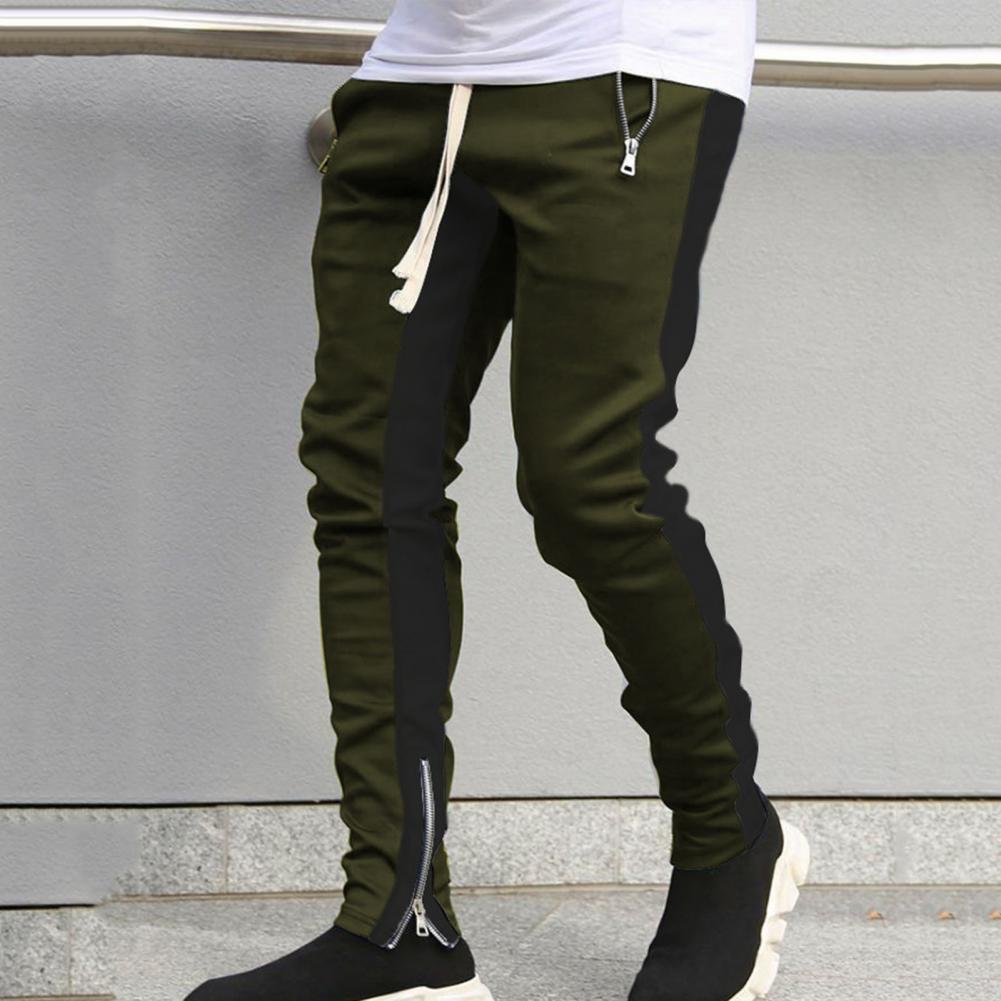 Men Sweatpants Drawstring Side Zipper Joggers Pants Skinny Male Trousers Gyms Tracksuits Hip Hop Sportswear Jogging Sport Pants
