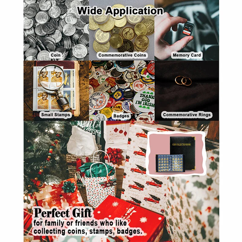 120/360 Pockets Coin Collection Book 10/20 Pages Coin Collection Holder Album Commemorative Coin Organizer Storage