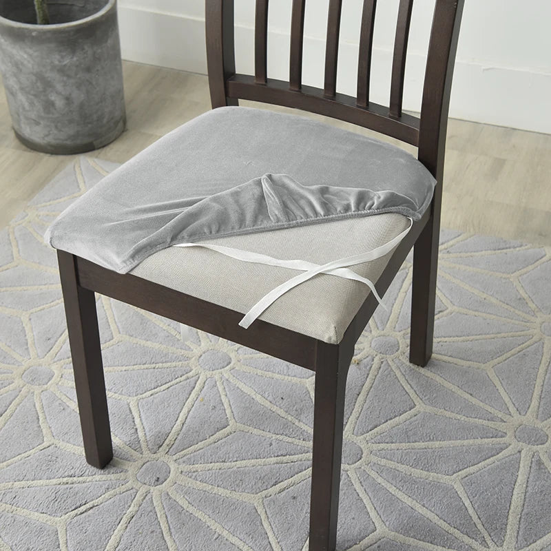 1/2/4/6 Pieces Velvet Fabric Super Soft Seat Cushion Covers Stretch Chair Cover Slipcovers For Hotel Banquet Dining Living Room