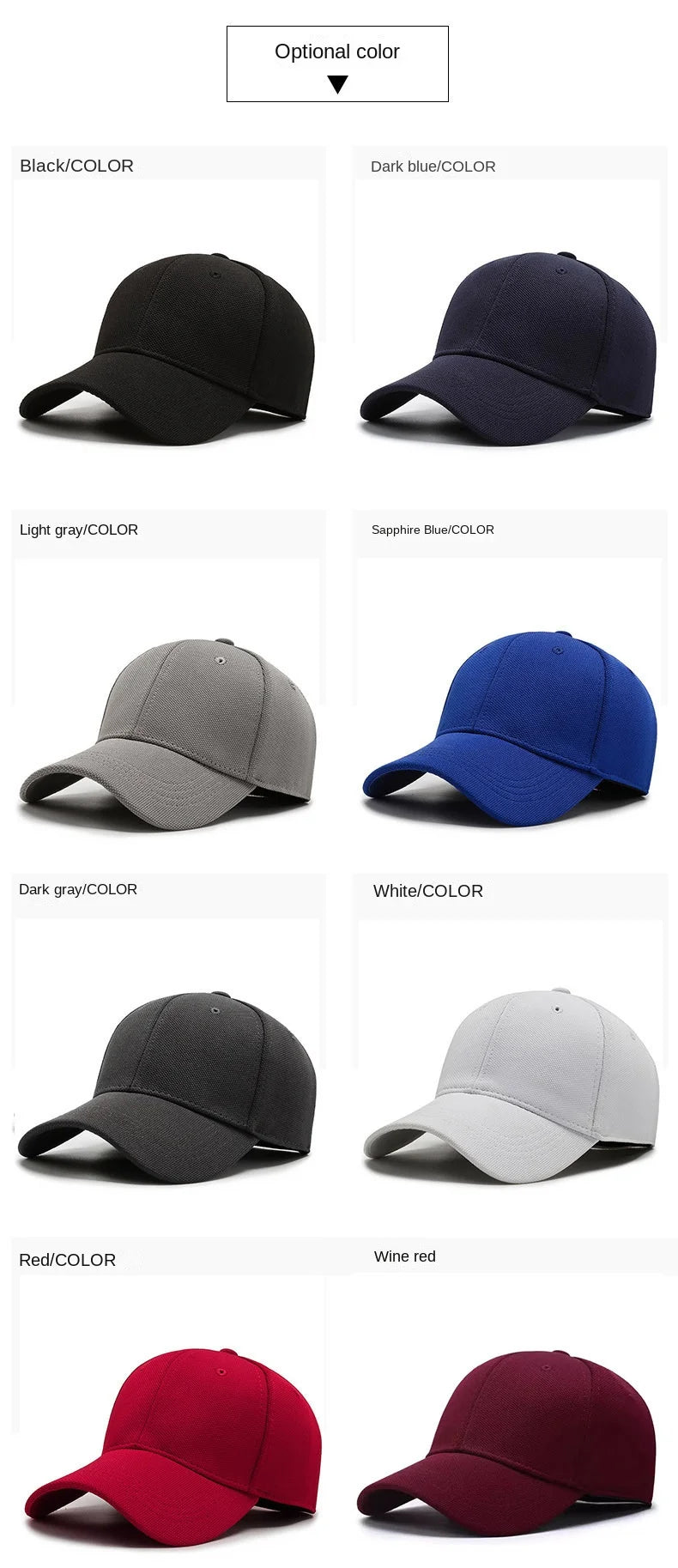 Men Back Closure Baseball Cap Hip Hop Spring Summer Sun Hats Women Snapback Solid Color  Caps