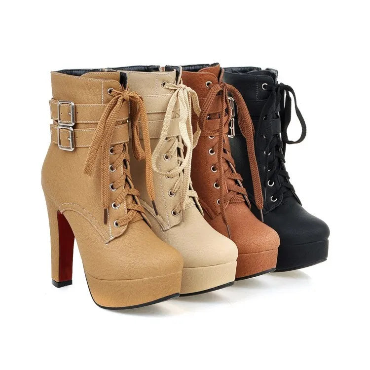 BLXQPYT Big size 33-47 short Boots shoes woman Mujer Fashion Ankle Boots Sexy high Heels Spring Autumn Winter Women Shoes  X-2