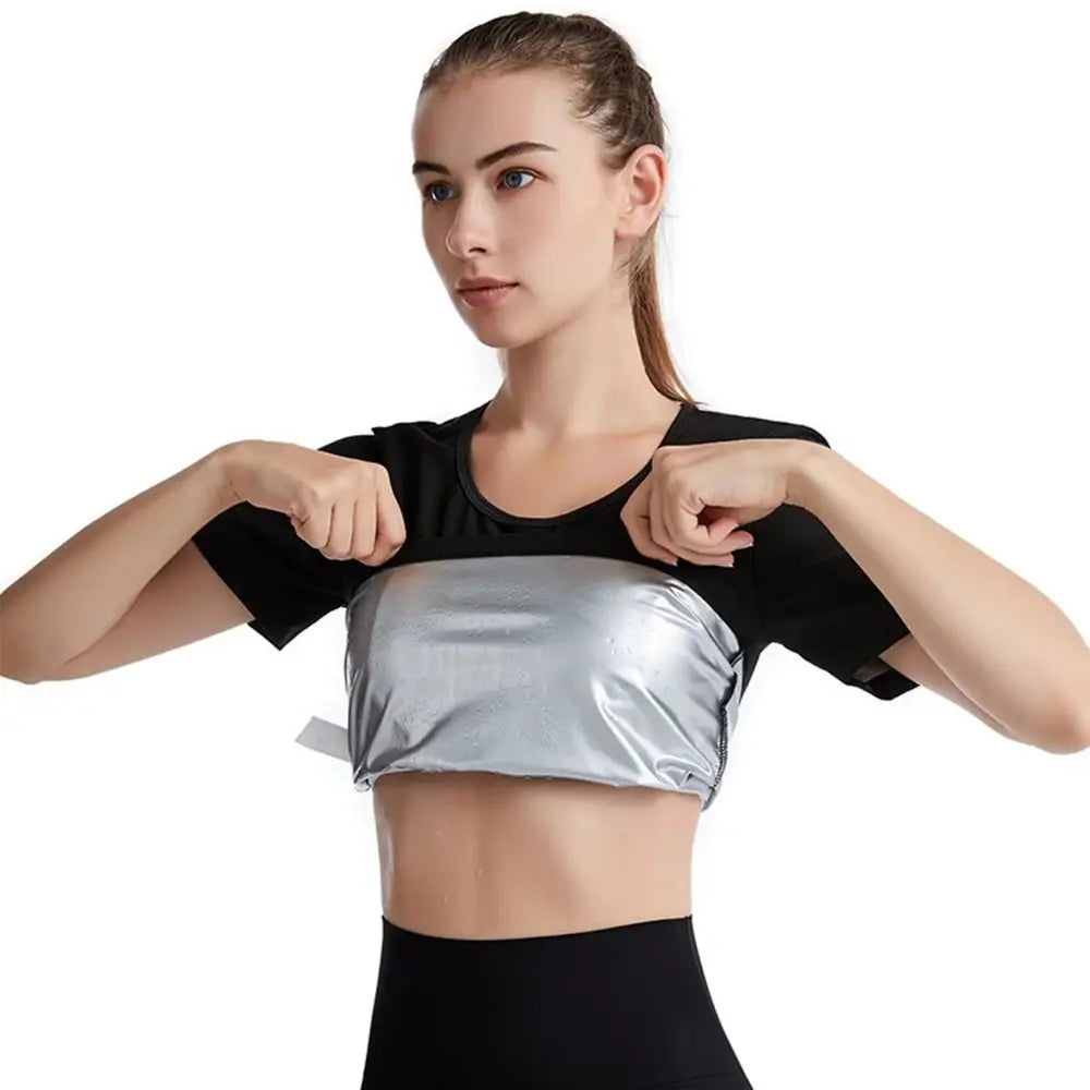Sweat-resistant Sweat Short Sleeve Fat Burning Compression Fit Shapewear Top Reusable Waist Trainer Workout Compression T-Shirts