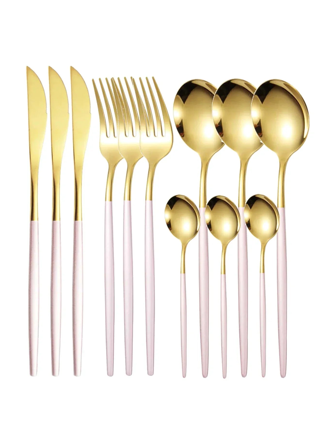 12pcs thin stainless steel tableware family set of Portuguese steak knife and fork, ramen fork dessert spoon coffee spoon
