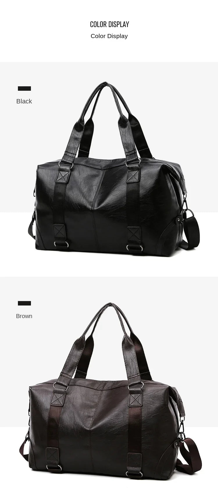 2023 New Men's Business PU Travel Handbag Soft Leather Texture Shoulder Bag Sports TrainingLarge Capacity Handheld Crossbody