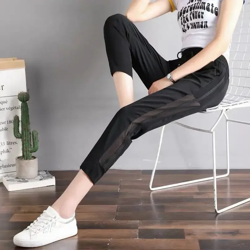 Sweatpants Harem Female Pants Black Joggers Jogging Trousers for Women Fitness Clothes and Capris Elastic Waist Drawstring 90s G