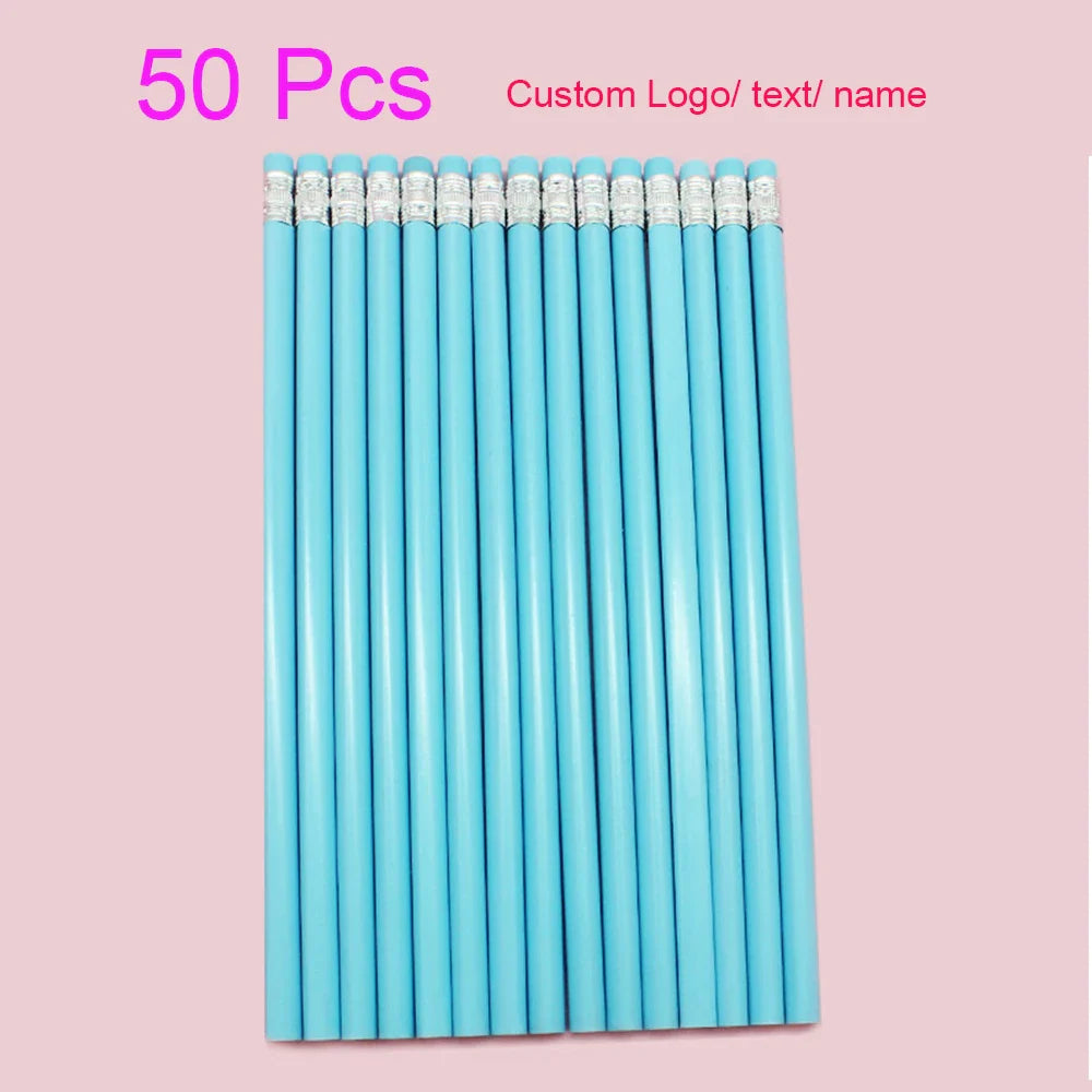 Custom Wood Pencils Personalized Name Pencils with Erasers-Imprinted Logo or Message Pen for Baby Shower Wedding School Office