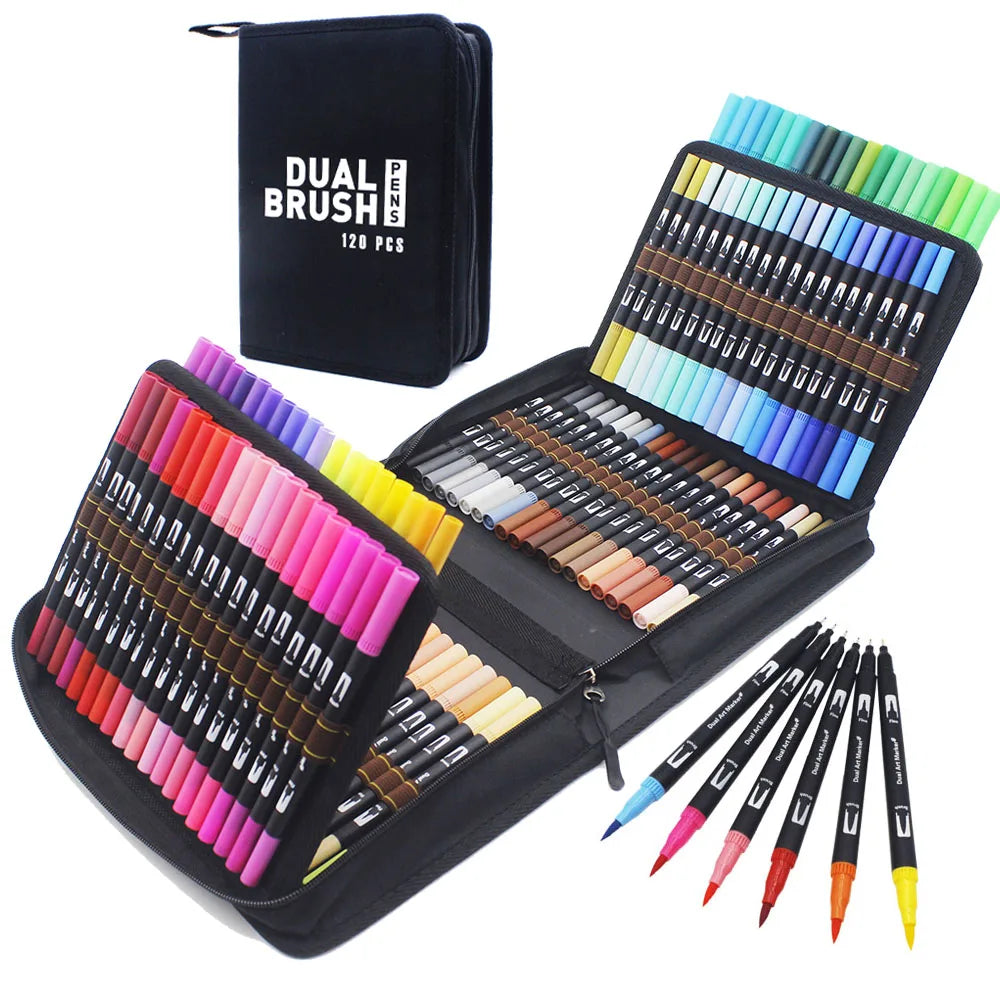 12/24/36 120 Colors Double Ends Manga Art Brush Pen Set Pencil Watercolor Art Markers Fineliner Calligraphy Pens Art Supplies