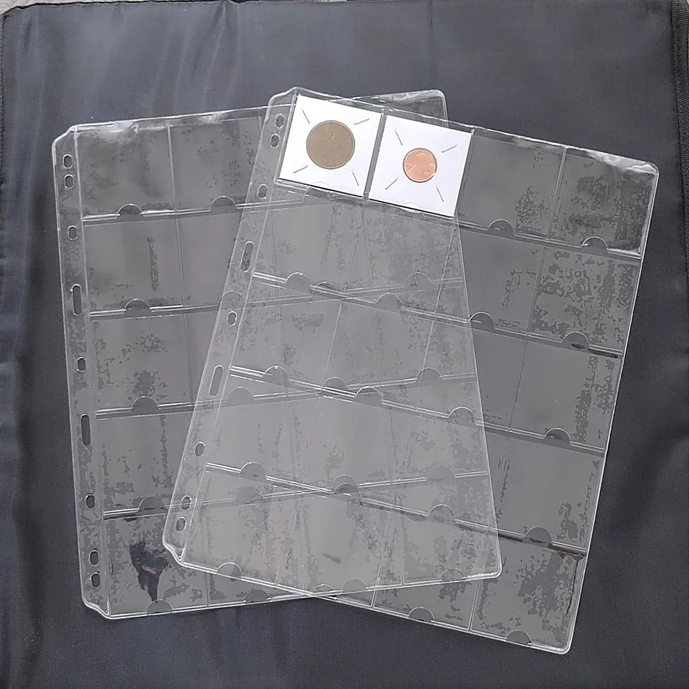 Page Coin Holder Sheet Clear Organization 1/10 Sheet For 50mm Coins For Coin Collection PVC Page Album Practical