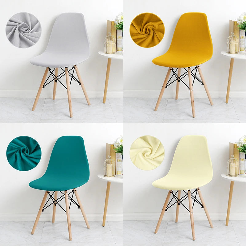 Solid Color Shell Chair Cover Stretch Cheap Short Back Chair Covers Printed Dining Seat Covers For Home Bar Hotel Party Banquet