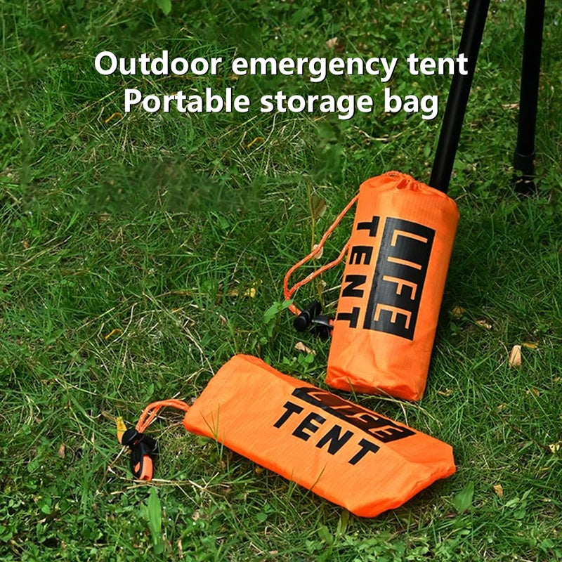 〔E〕Outdoor Insulated Emergency Tent Waterproof Emergency Life Saving Insulated Tent Includes Life Whistle Ripstop TentPouch