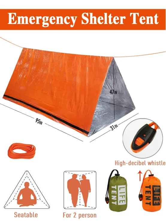 2 Person Emergency Tent  Camping Travel  Family Campaign House Tourist Tents Cool Gear Equipment Coat