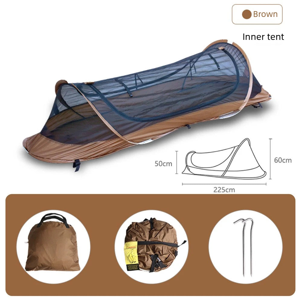 Single Tactical Tent Rainproof Boat Tent Folding Bed UV Protection Portable Outdoor Camping Hiking Mountaineering Gazebo