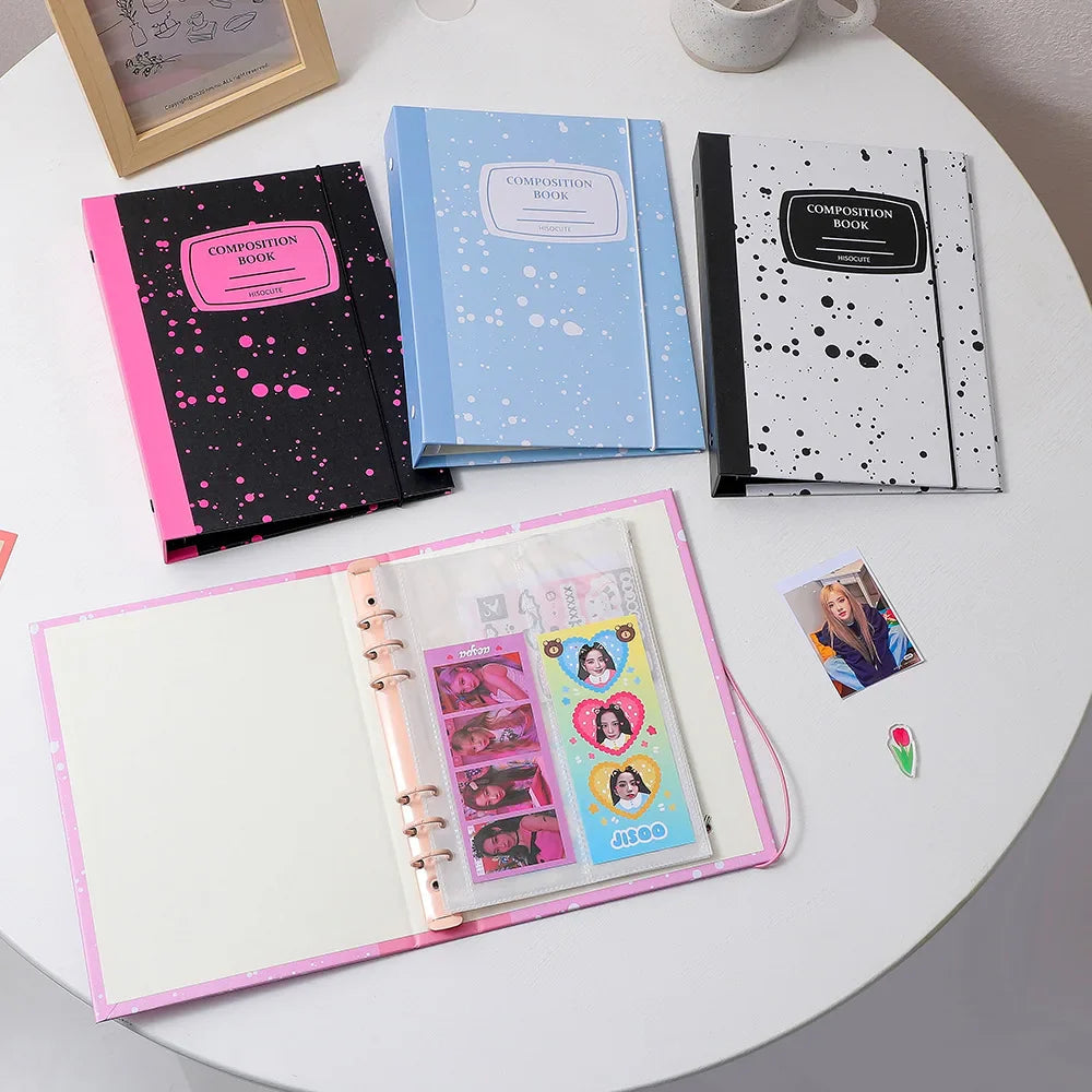 SKYSONIC New Arrival A5 Ring Notebook Jounral Cover INS Bandage Photocards Binder Collect Book Photo Cards Organzier Stationery