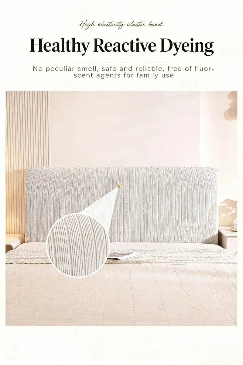 High Elasticity Headboard Cover Solid Color Double Bed Backrest Cover Autumn Winter Warm and Dustproof Cover Machine Washable