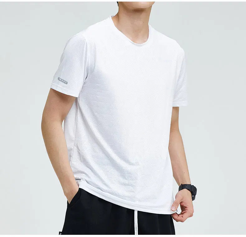 Men's Sports Shirts Sweatshirt Things for Gym Shirt Dry Fit Workout Yoga Tops Breathable Short Sleeves Undershirt Golf Wear Top