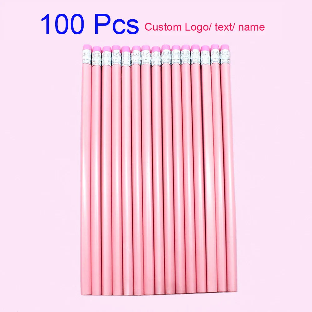 Custom Wood Pencils Personalized Name Pencils with Erasers-Imprinted Logo or Message Pen for Baby Shower Wedding School Office
