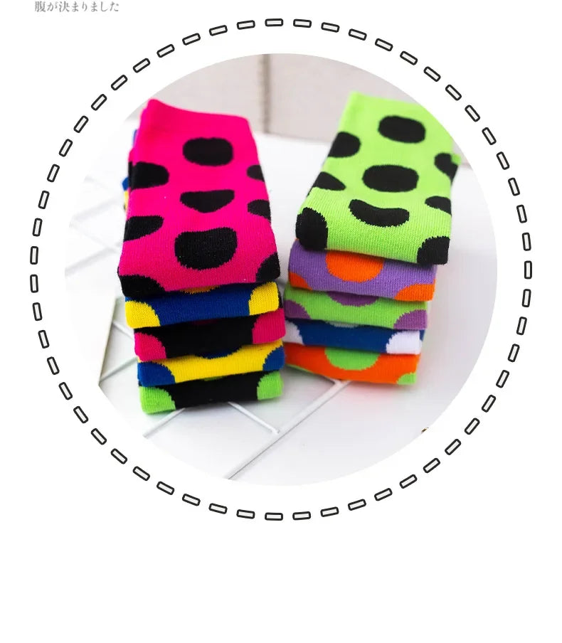 Girl Long Knee Socks New 1-12 Y Child Socks Autumn Winter Color Matching Dot Children's Pile Student Kids Boys Girls Tube Sock