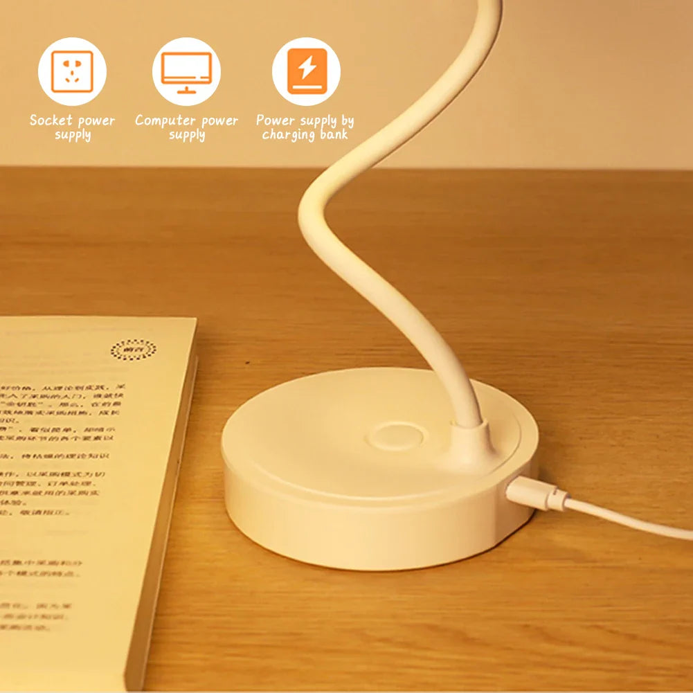 LED Portable Dimmable Table Lamp USB Plug Powered Desk Lamp Bedroom Reading Night Light Eye Protection LED Bedside Lamp