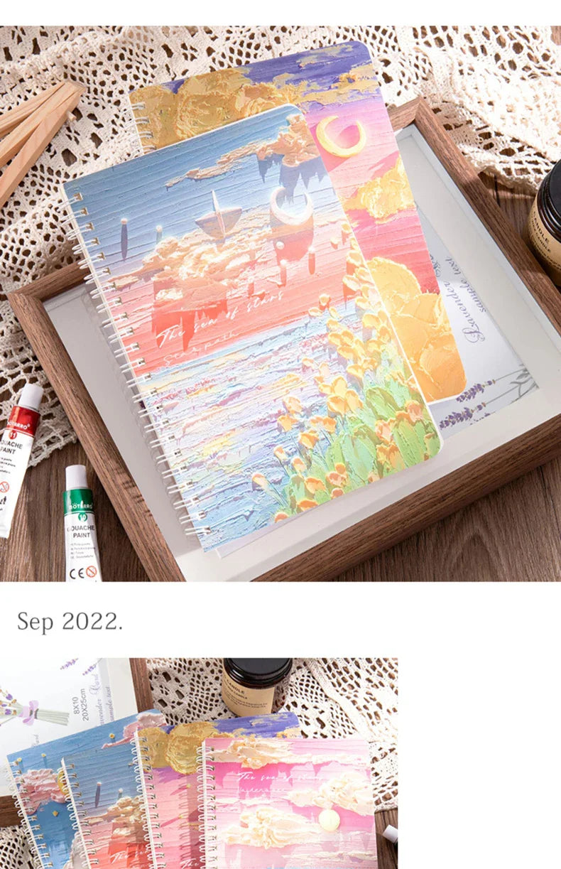 4 Books/Set A5 Coil Lined Notebook High Quality Kawaii Korean Stationery Cute School Supplies for Students