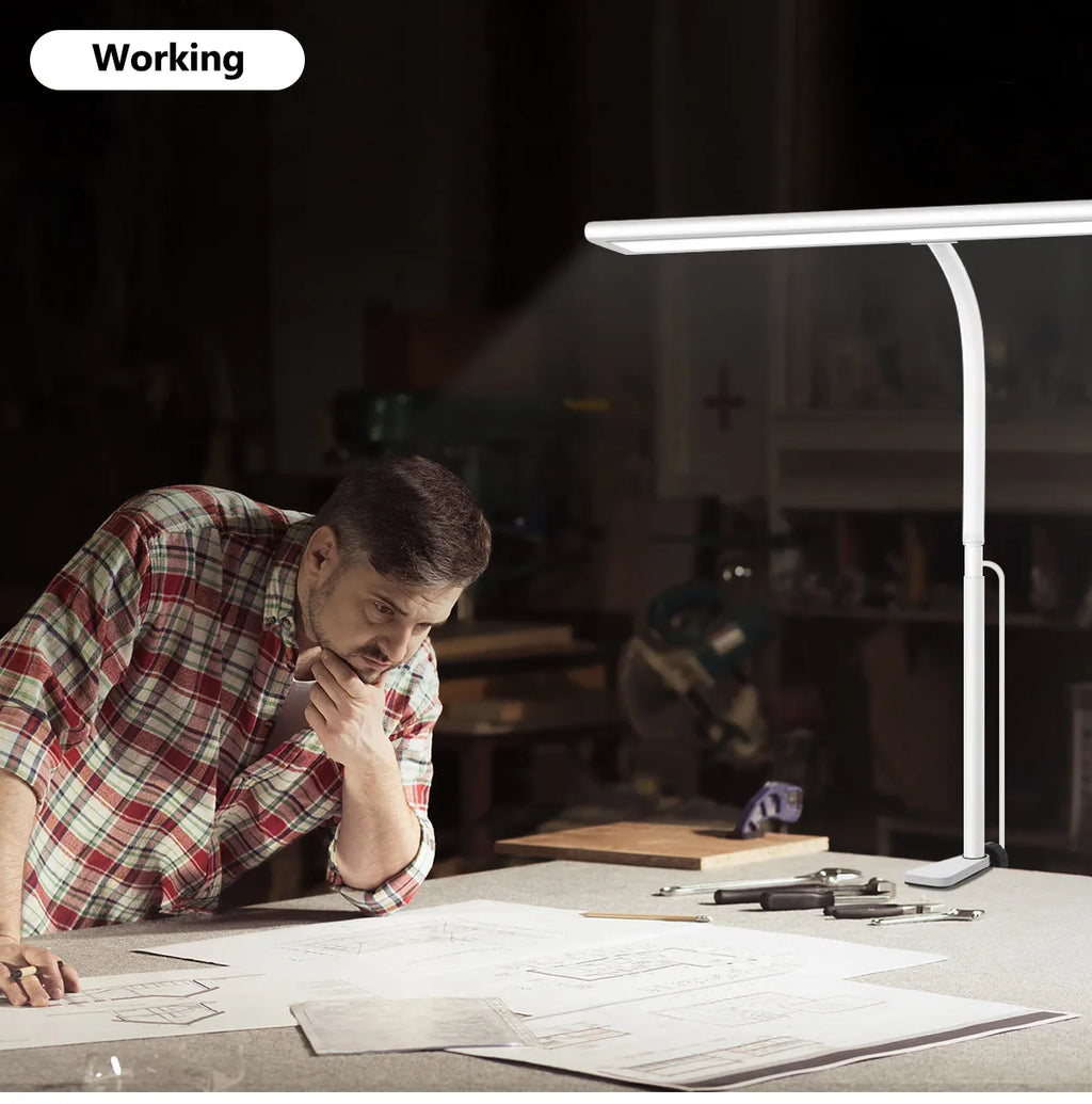 LED Desk Lamp for Office Home, Eye-Caring Desk Light Lamp with Stepless Dimming Adjustable Flexible Gooseneck And Light Color