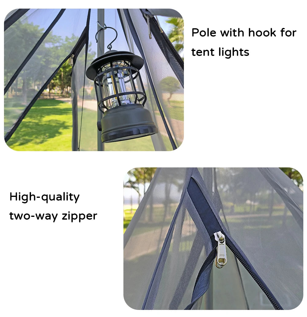 Indian Tent Outdoor Waterproof Tipi Tent 4 Person Yurt Family Mongolian Large Teepee Camping for Adults Pyramid Double Layer