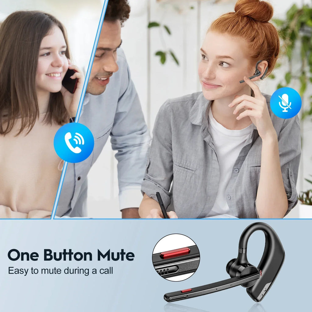 New Bee M51 Wireless Bluetooth Headset Earphones 5.2 Headphone with Dual-Mic CVC8.0 Noise Cancelling Handsfree Business Earpiece