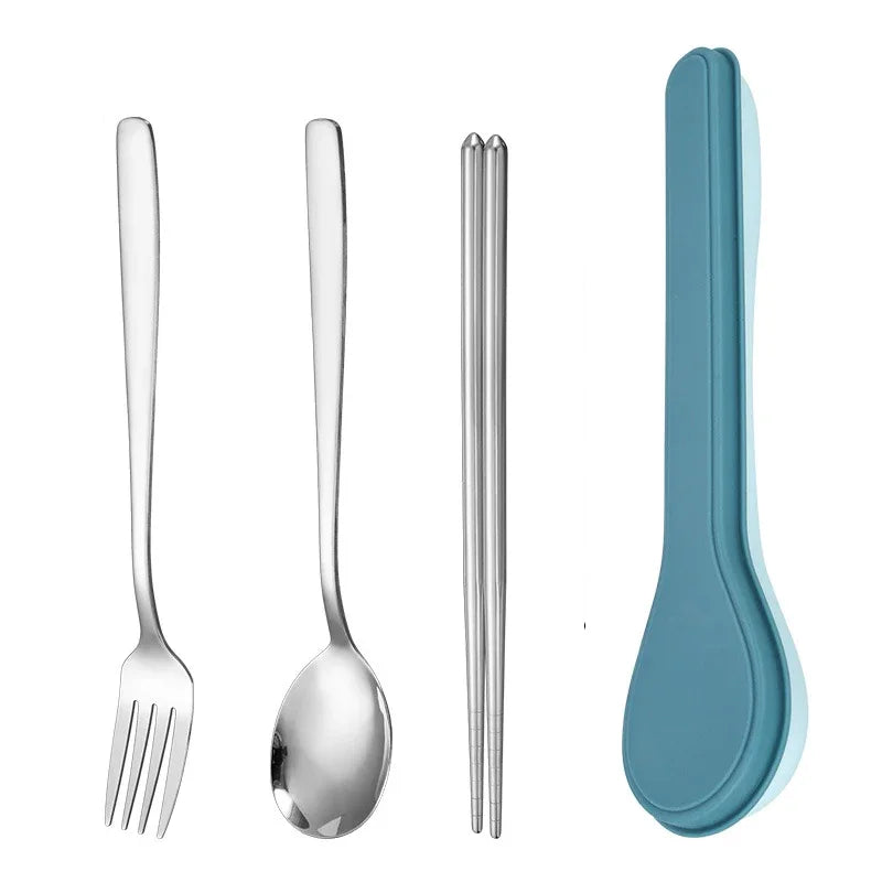 410 Stainless Steel Cutlery Set with Storage Case Korean Style Portable Tableware Set Home School Kitchen Dinnerware Services