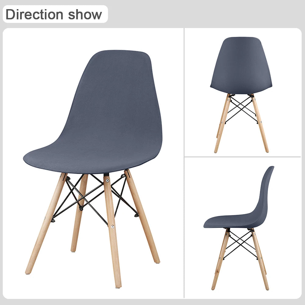 Solid Color Shell Chair Cover Stretch Cheap Short Back Chair Covers Printed Dining Seat Covers For Home Bar Hotel Party Banquet