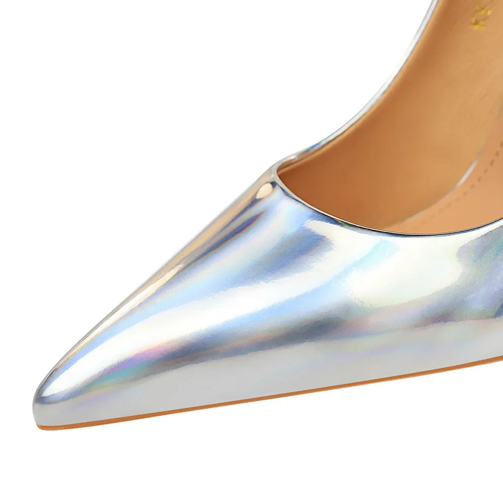 Women Fetish 10.5cm High Heels Pumps Wedding Bridal Stiletto Wedding Bridal Heels Lady Scarpins Office Party Green Blue Shoes