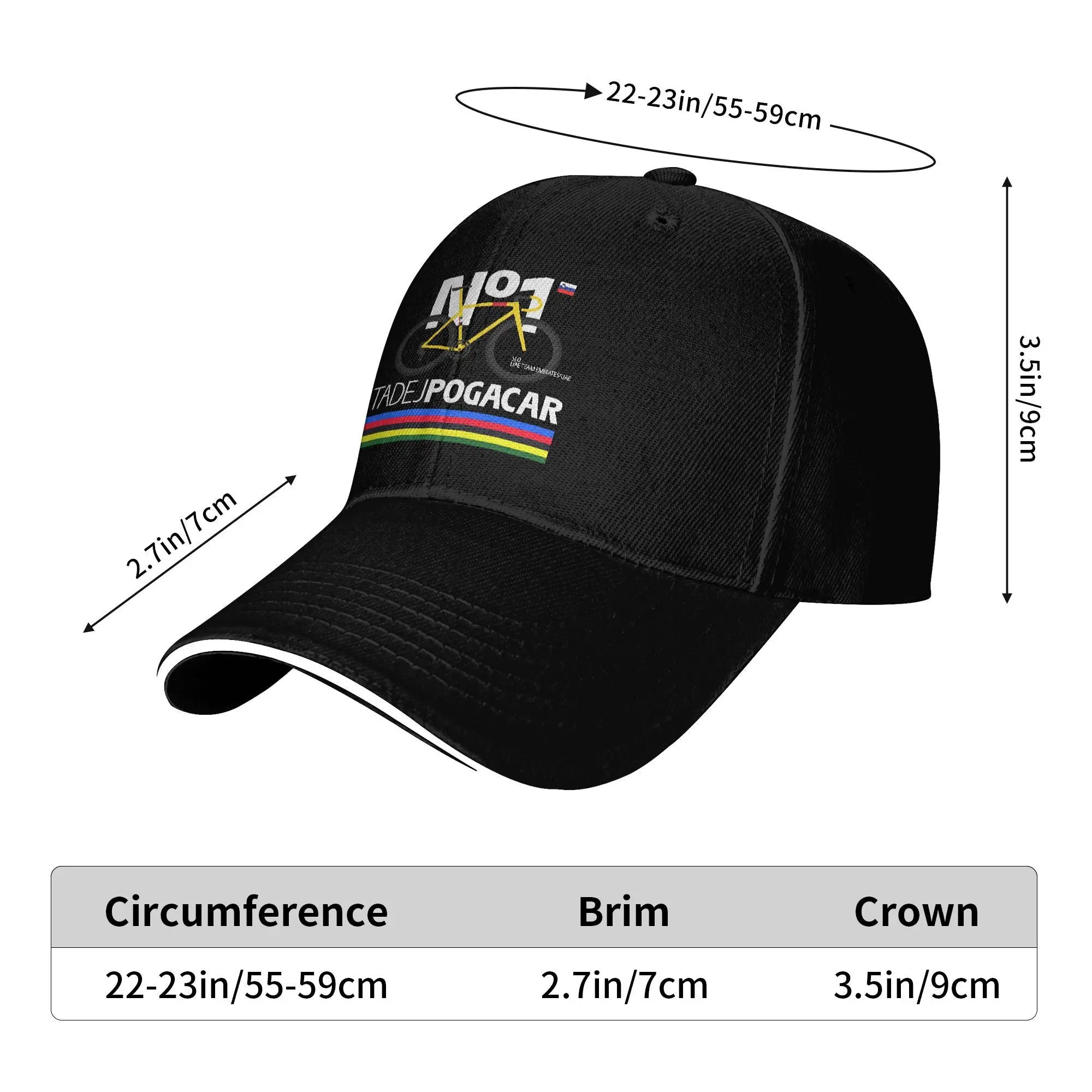 Men Women Tadej Pogacar Bicycling  Sandwich Cap  
 Fitted Baseball Cap Snapback Caps  Trucker Hat Adjustable Dad Hat Washable