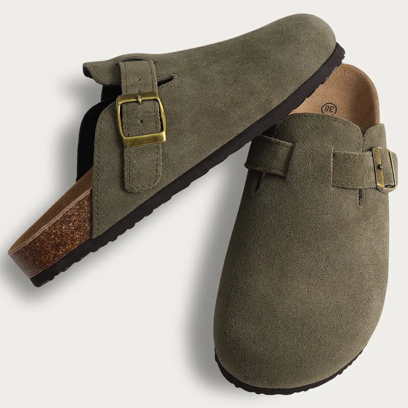KIDMI Suede Clogs for Women Men Mules Cork Footbed Sandals With Arch Support Fashion Nonslip Outdoor Beach Slippers Home Shoes
